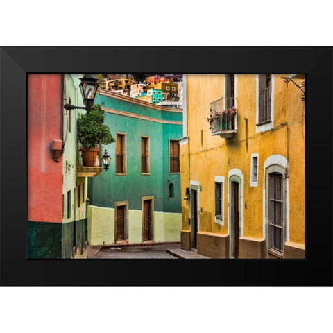 Colorful Street I Black Modern Wood Framed Art Print by Mahan, Kathy