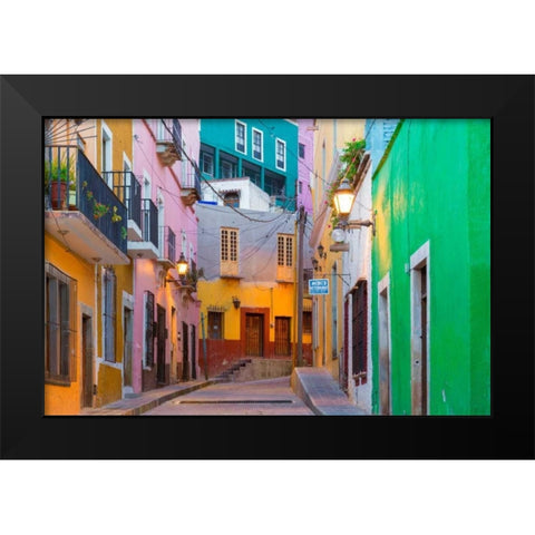 Colorful Street II Black Modern Wood Framed Art Print by Mahan, Kathy