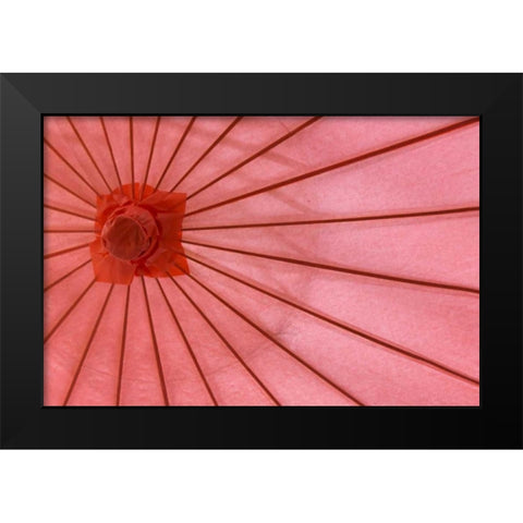 Red Umbrella Black Modern Wood Framed Art Print by Mahan, Kathy