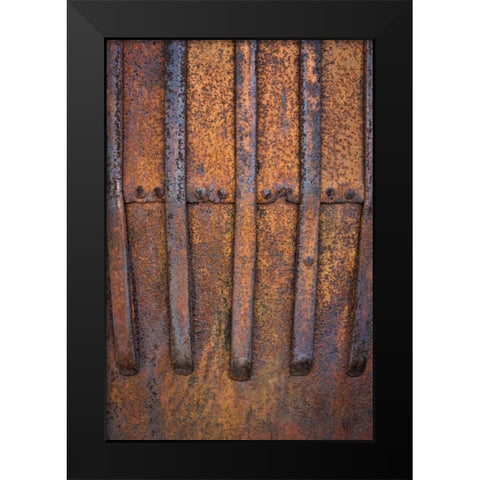 Rusty Metal V Black Modern Wood Framed Art Print by Mahan, Kathy