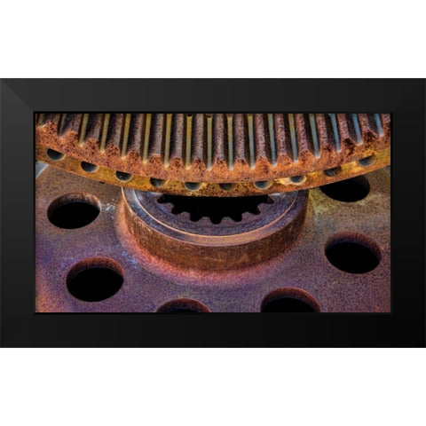 Rusty Gears I Black Modern Wood Framed Art Print by Mahan, Kathy