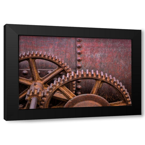 Rusty Gears II Black Modern Wood Framed Art Print with Double Matting by Mahan, Kathy