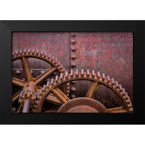 Rusty Gears II Black Modern Wood Framed Art Print by Mahan, Kathy