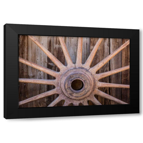 Wagon Wheel I Black Modern Wood Framed Art Print with Double Matting by Mahan, Kathy