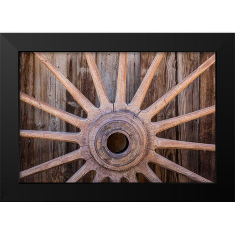 Wagon Wheel I Black Modern Wood Framed Art Print by Mahan, Kathy