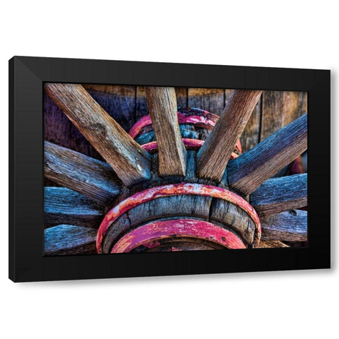 Wagon Wheel II Black Modern Wood Framed Art Print with Double Matting by Mahan, Kathy