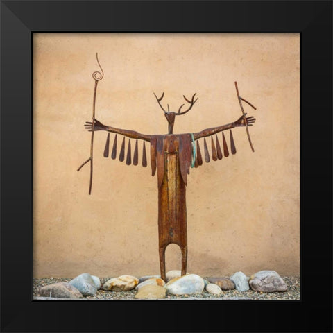 Garden Sculpture Black Modern Wood Framed Art Print by Mahan, Kathy