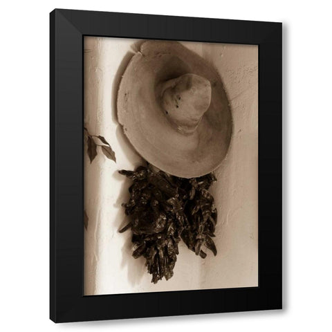 Old Hat and Ristras Black Modern Wood Framed Art Print by Mahan, Kathy