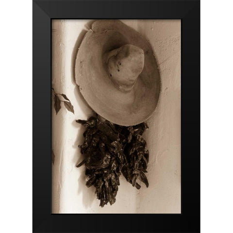 Old Hat and Ristras Black Modern Wood Framed Art Print by Mahan, Kathy