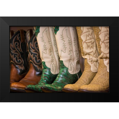Cowboy Boots II Black Modern Wood Framed Art Print by Mahan, Kathy