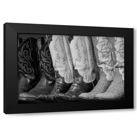Cowboy Boots BW II Black Modern Wood Framed Art Print by Mahan, Kathy