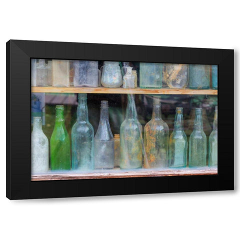 Old Bottles I Black Modern Wood Framed Art Print by Mahan, Kathy