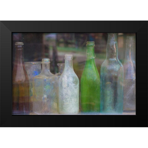 Old Bottles II Black Modern Wood Framed Art Print by Mahan, Kathy