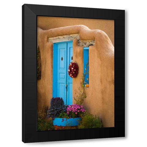 Blue Door IV Black Modern Wood Framed Art Print with Double Matting by Mahan, Kathy