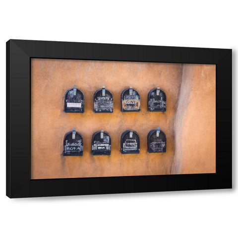Mailboxes Black Modern Wood Framed Art Print with Double Matting by Mahan, Kathy