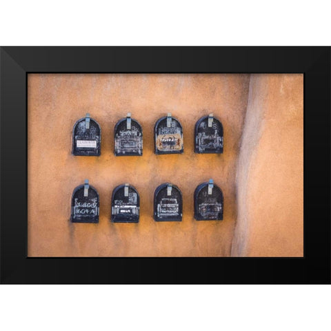 Mailboxes Black Modern Wood Framed Art Print by Mahan, Kathy