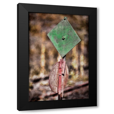 Train Signal Black Modern Wood Framed Art Print with Double Matting by Mahan, Kathy
