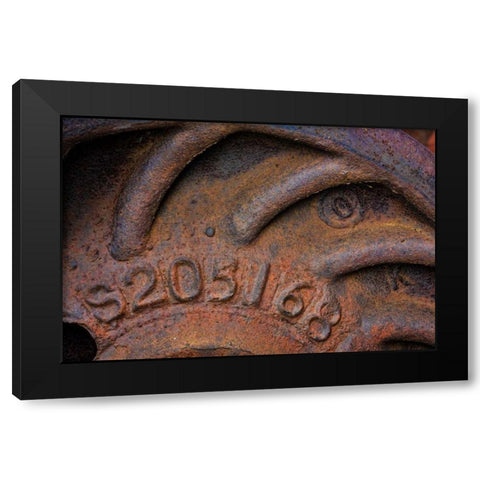 Train Wheel Black Modern Wood Framed Art Print with Double Matting by Mahan, Kathy