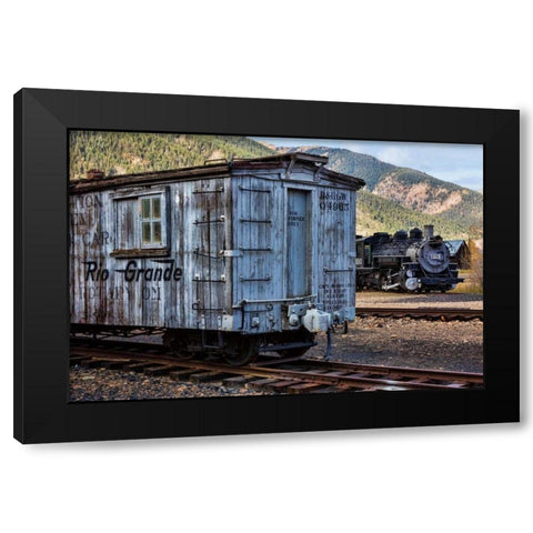 Vintage Caboose II Black Modern Wood Framed Art Print with Double Matting by Mahan, Kathy