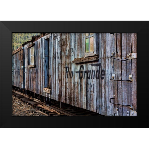 Vintage Caboose III Black Modern Wood Framed Art Print by Mahan, Kathy