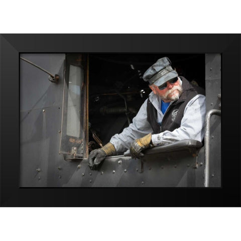 Train Conductor I Black Modern Wood Framed Art Print by Mahan, Kathy
