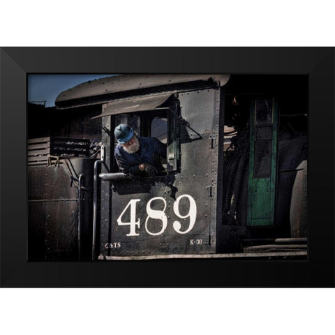 Train Conductor II Black Modern Wood Framed Art Print by Mahan, Kathy