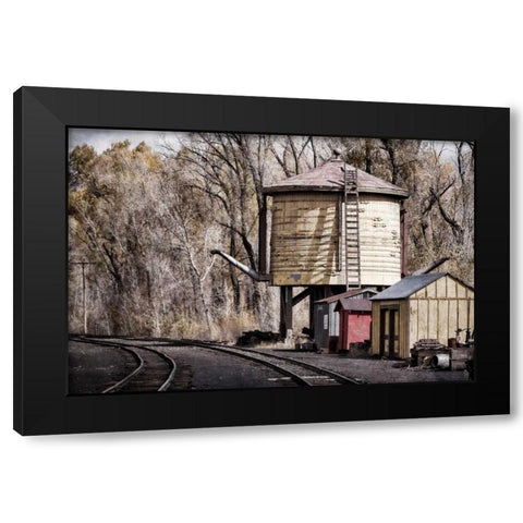 Vintage Train Yard I Black Modern Wood Framed Art Print with Double Matting by Mahan, Kathy