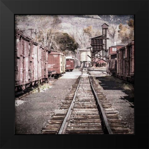 Vintage Train Yard III Black Modern Wood Framed Art Print by Mahan, Kathy