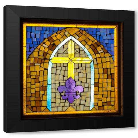 Stained Glass Cross III Black Modern Wood Framed Art Print with Double Matting by Mahan, Kathy