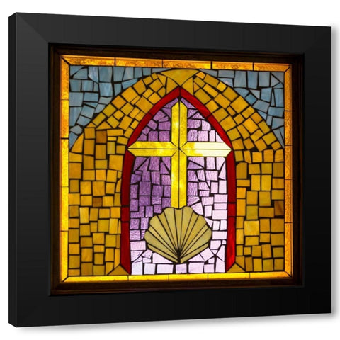 Stained Glass Cross VI Black Modern Wood Framed Art Print by Mahan, Kathy