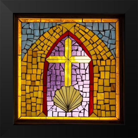 Stained Glass Cross VI Black Modern Wood Framed Art Print by Mahan, Kathy