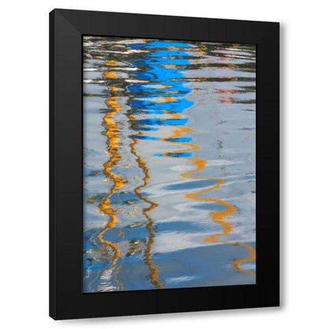 Boat Reflection I Black Modern Wood Framed Art Print by Mahan, Kathy