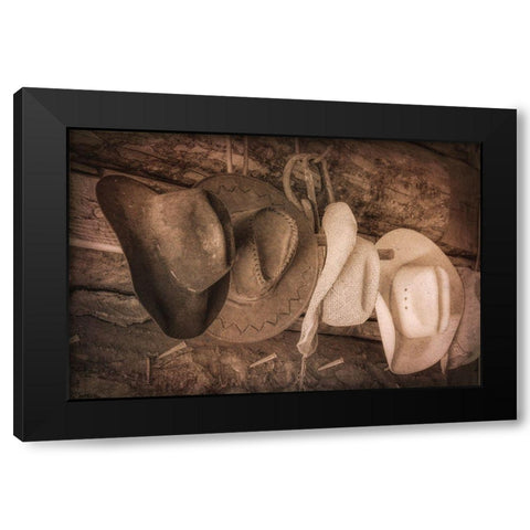 Cowboy Hats Black Modern Wood Framed Art Print by Mahan, Kathy