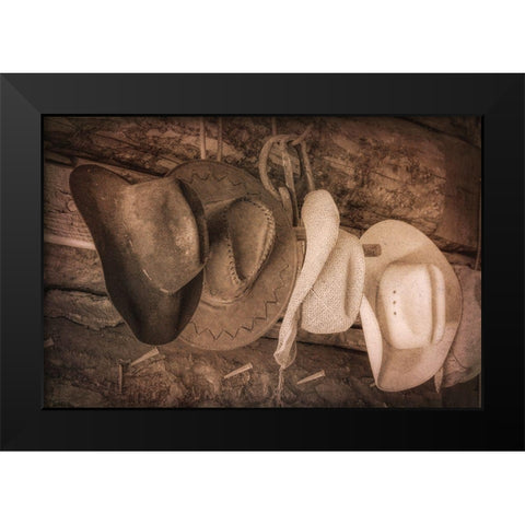 Cowboy Hats Black Modern Wood Framed Art Print by Mahan, Kathy