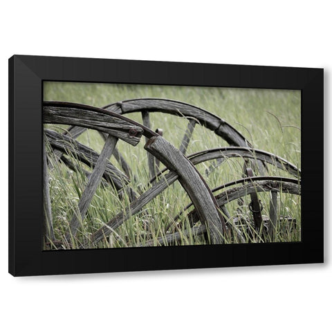 Old Wagon Wheels I Black Modern Wood Framed Art Print with Double Matting by Mahan, Kathy