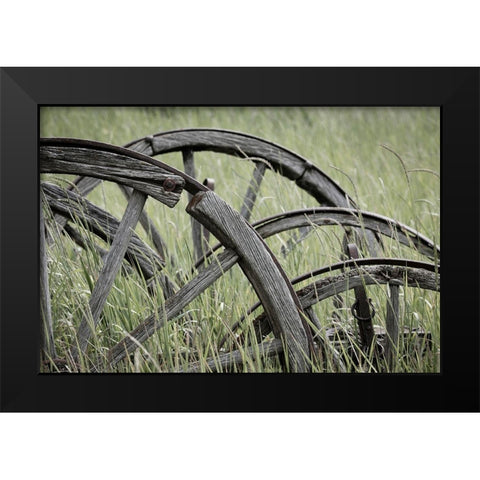Old Wagon Wheels I Black Modern Wood Framed Art Print by Mahan, Kathy