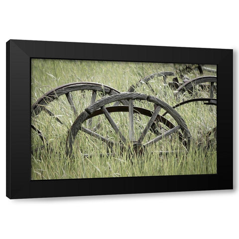 Ole Wagon Wheels II Black Modern Wood Framed Art Print with Double Matting by Mahan, Kathy