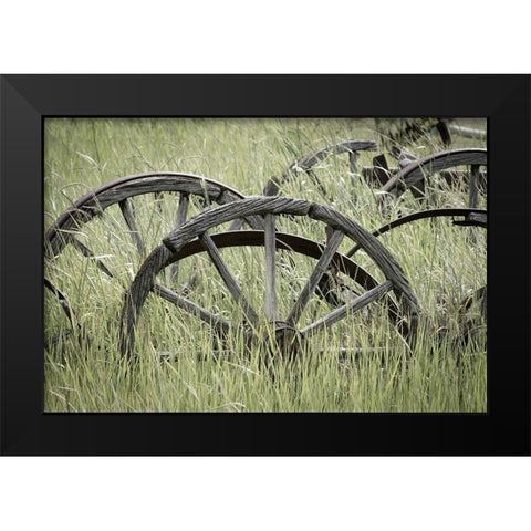 Ole Wagon Wheels II Black Modern Wood Framed Art Print by Mahan, Kathy