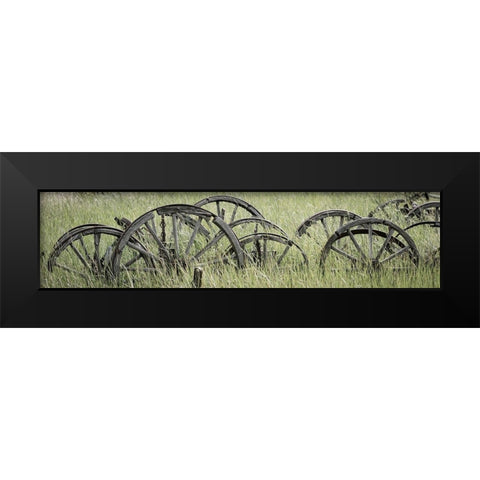 Old Wagon Wheels III Black Modern Wood Framed Art Print by Mahan, Kathy