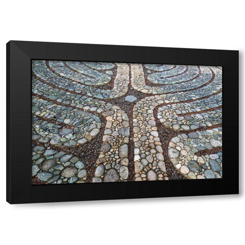 Halls Hill Labyrinth I Black Modern Wood Framed Art Print by Mahan, Kathy