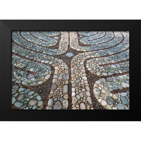 Halls Hill Labyrinth I Black Modern Wood Framed Art Print by Mahan, Kathy
