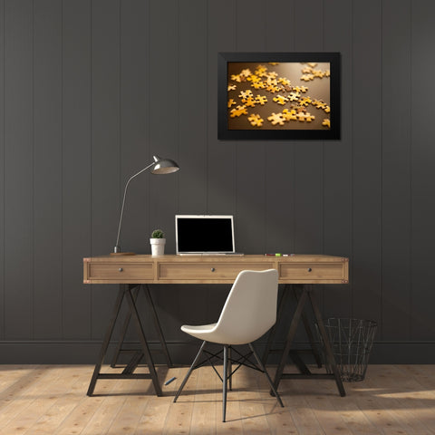 Puzzle I Black Modern Wood Framed Art Print by Millet, Karyn