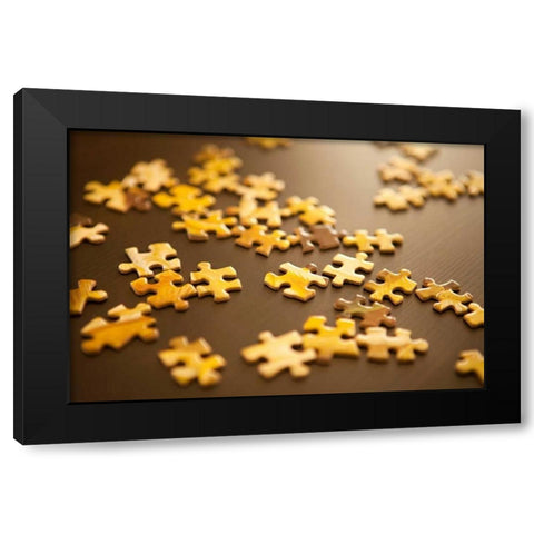 Puzzle I Black Modern Wood Framed Art Print with Double Matting by Millet, Karyn