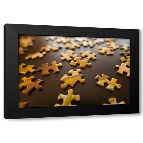 Puzzle II Black Modern Wood Framed Art Print with Double Matting by Millet, Karyn