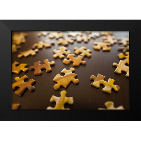 Puzzle II Black Modern Wood Framed Art Print by Millet, Karyn