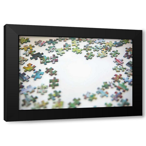 Puzzle Heart II Black Modern Wood Framed Art Print with Double Matting by Millet, Karyn