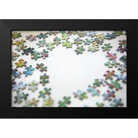 Puzzle Heart II Black Modern Wood Framed Art Print by Millet, Karyn