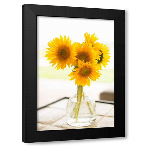 Sunflowers in Small Vase Black Modern Wood Framed Art Print by Millet, Karyn