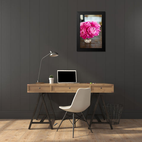 Peonies in Vase Black Modern Wood Framed Art Print by Millet, Karyn