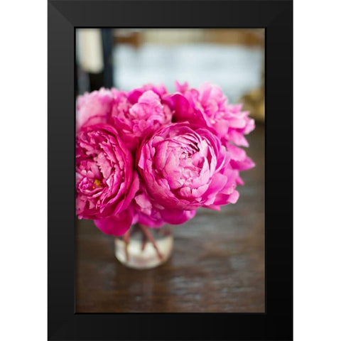 Peonies in Vase Black Modern Wood Framed Art Print by Millet, Karyn